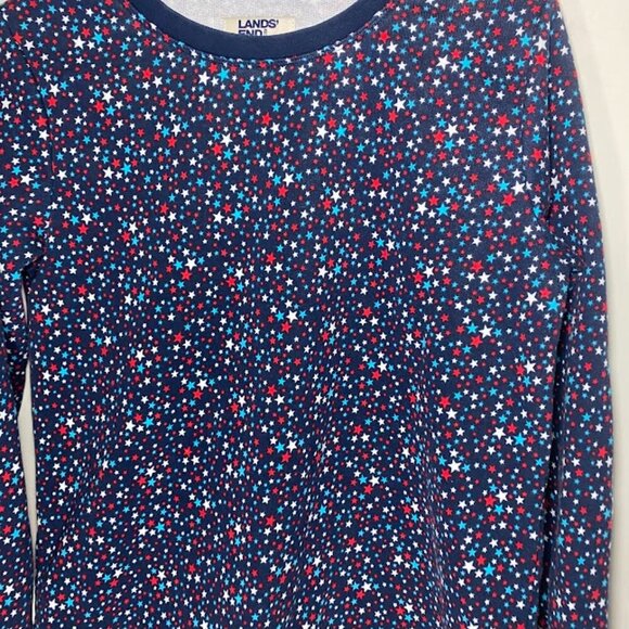 Lands' End Serious Sweats Red White and Blue Crewneck Sweatshirt - Picture 2 of 5